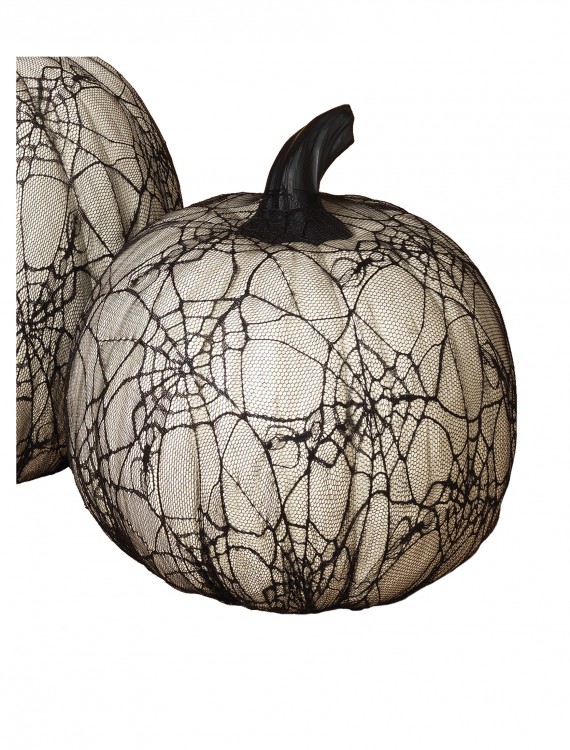 11.4 Inch White Resin Halloween Pumpkin with Spider Web Lace buy now