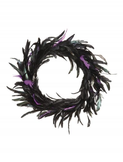 23 Inch Black and Purple Feather Wreath buy now