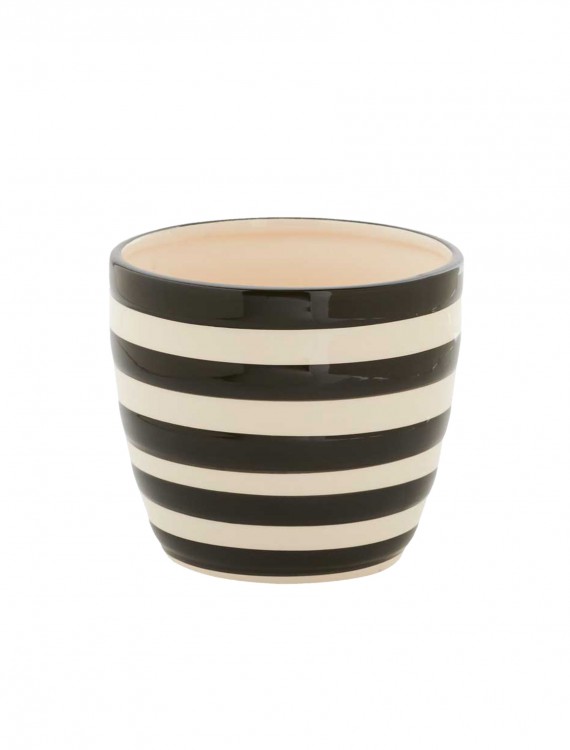 4.5 Inch Black and White Ceramic Striped Pot buy now