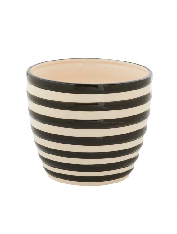 5.5 Inch Black and White Ceramic Striped Pot buy now
