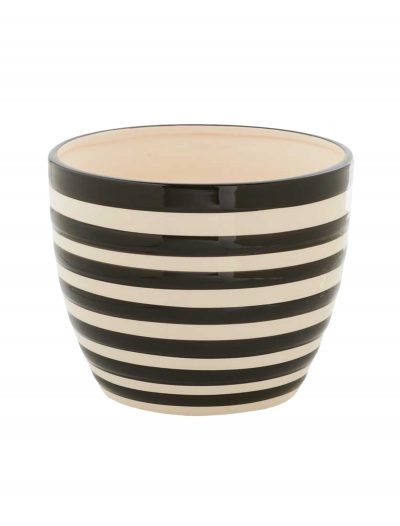 6 Inch Black and White Ceramic Striped Pot buy now