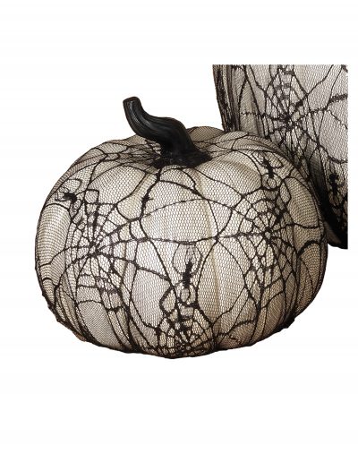 7.7 Inch White Resin Pumpkin with Spider Web Lace Covering buy now