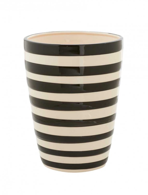 8.5 Inch Black and White Ceramic Striped Pot buy now