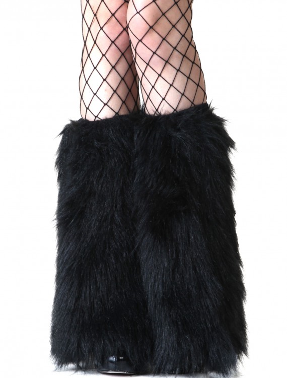 Adult Black Furry Boot Covers buy now