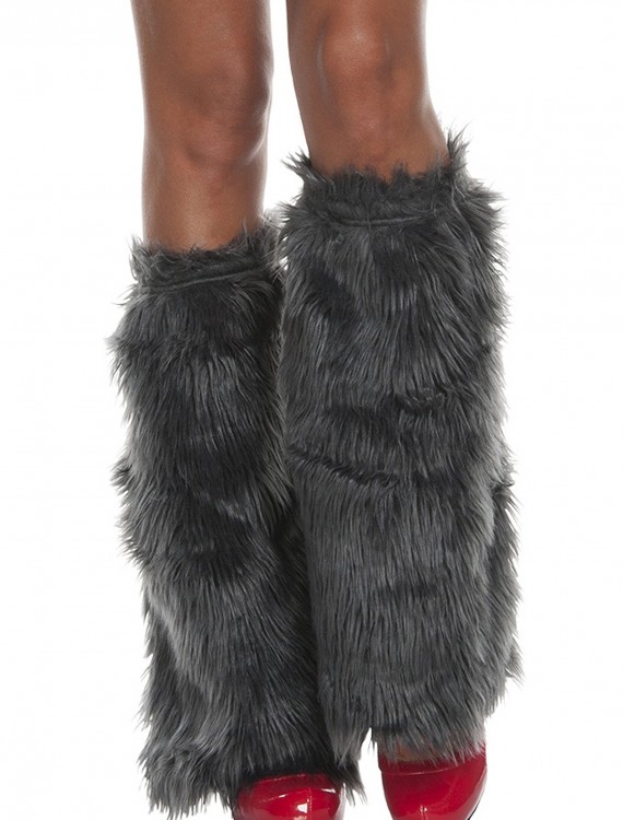 Adult Grey Furry Boot Covers buy now
