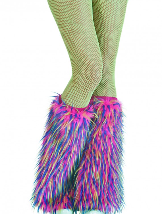 Adult Multicolor Furry Boot Covers buy now
