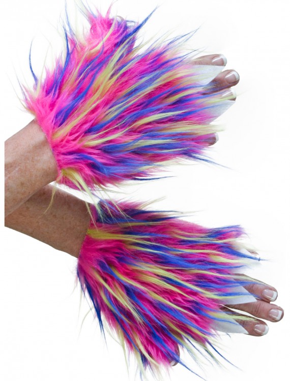 Adult Multicolor Furry Hand Covers buy now