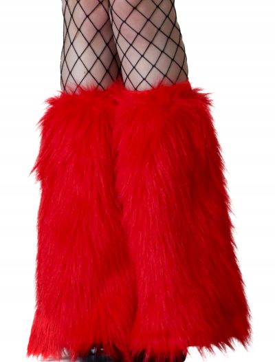 Adult Red Furry Boot Covers buy now