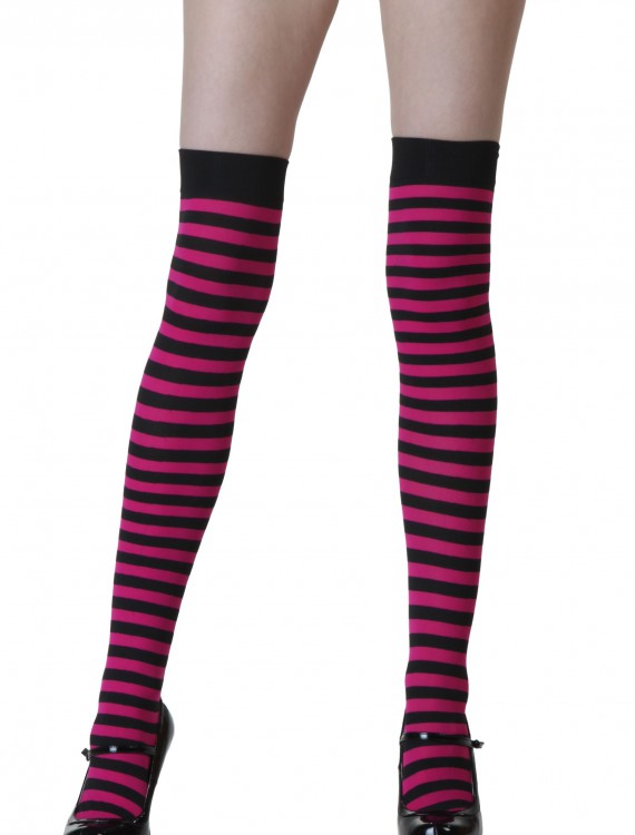 Black and Fuchsia Striped Stockings buy now