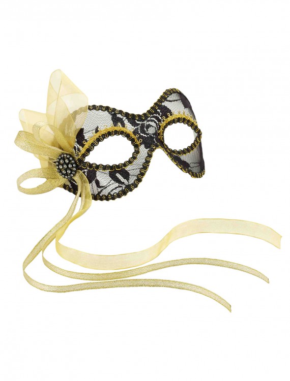Black and Gold Lace Mardi Gras Mask buy now