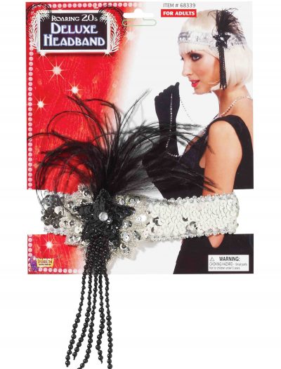 Black and Silver Beaded Flapper Headband buy now