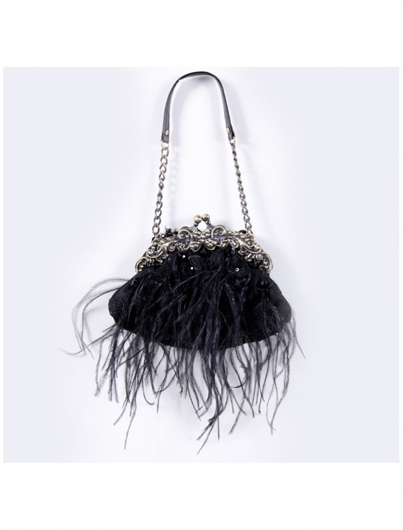 Black Feather Bag with Chain buy now