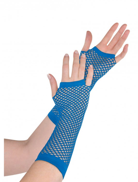 Blue Fishnet Long Gloves buy now