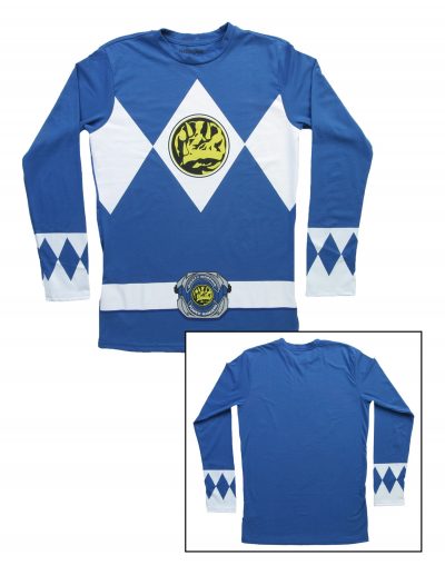 Blue Power Rangers Long Sleeve Costume Shirt buy now