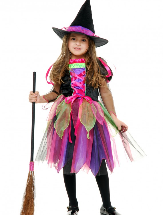 Child Rainbow Glitter Witch Costume buy now