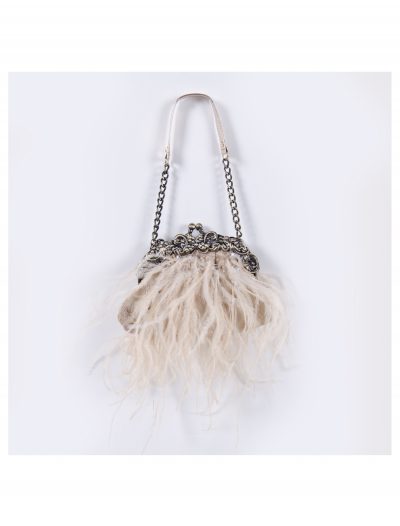 Cream Feather Bag with Chain buy now
