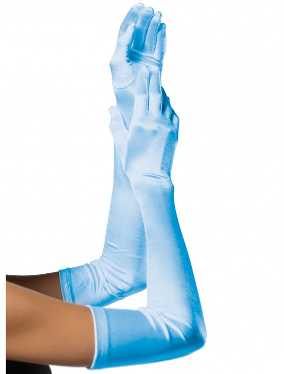 Extra Long Satin Light Blue Gloves buy now