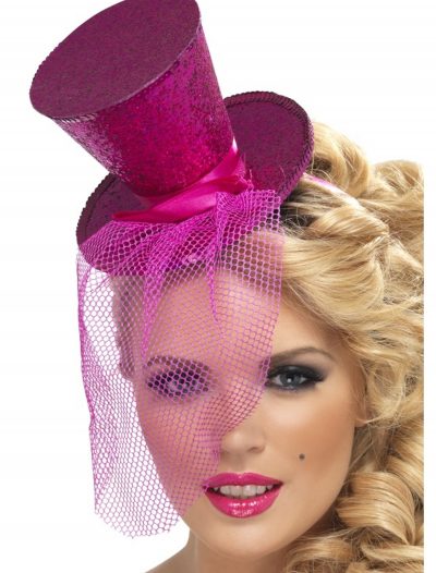 Fever Hot Pink Glitter Mini Top Hat buy now