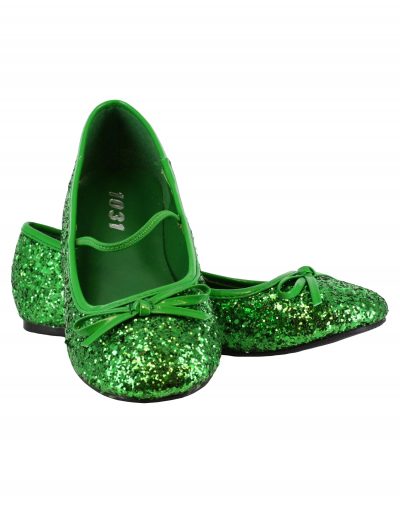 Girls Green Glitter Ballet Flats buy now