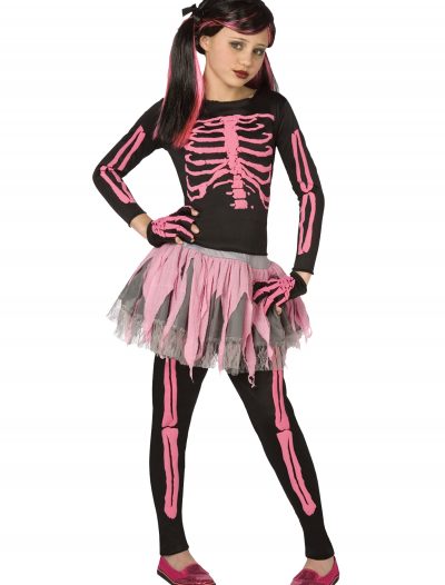 Girls Pink Punk Skeleton Costume buy now