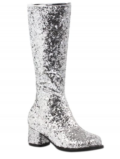 Girls Silver Glitter Go-Go Boots buy now