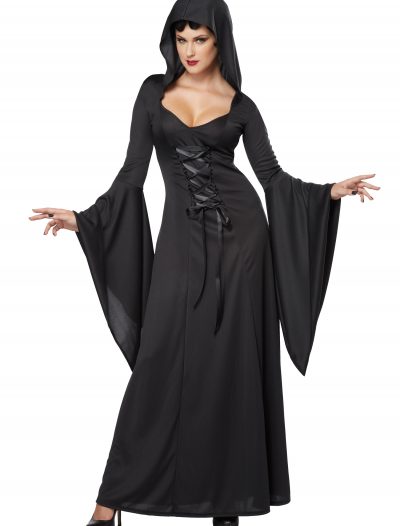 Women's Hooded Black Lace Up Robe buy now