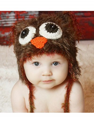 Infant Brown Yarn Owl Hat buy now
