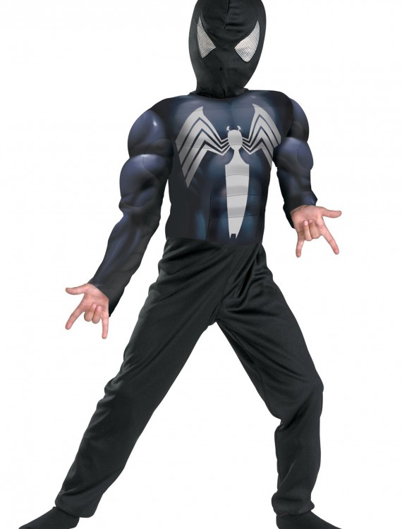 Kids Muscle Chest Black Spiderman Costume buy now