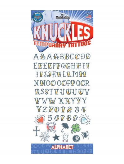 Knuckle Alphabet Temporary Tattoos buy now