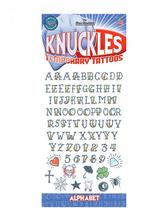 Knuckle Alphabet Temporary Tattoos buy now