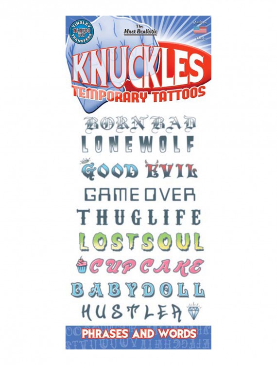 Knuckle Phrases Temporary Tattoos buy now
