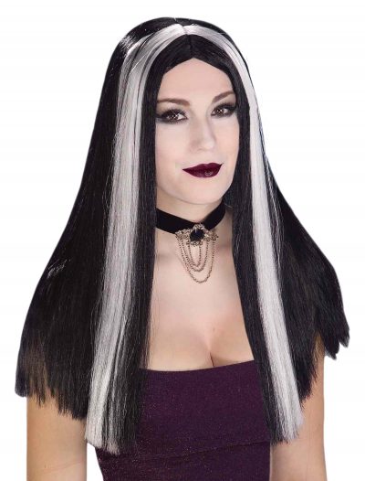 Long Black and White Streaked Wig buy now