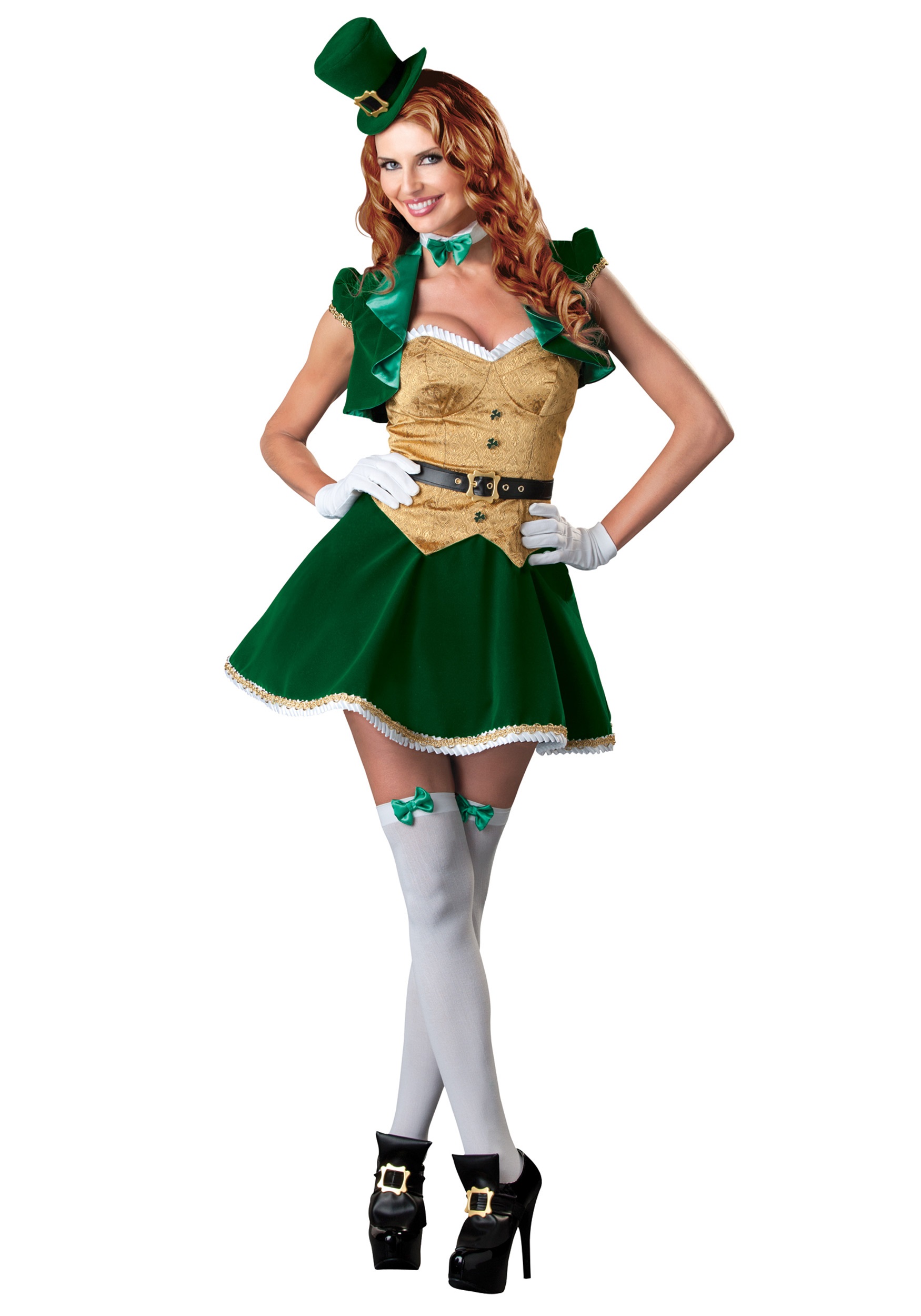 Make your luck change for the better in this sexy lucky lass costume. 