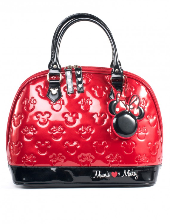 Mickey and Minnie Red and Black Patent Embossed Bag buy now
