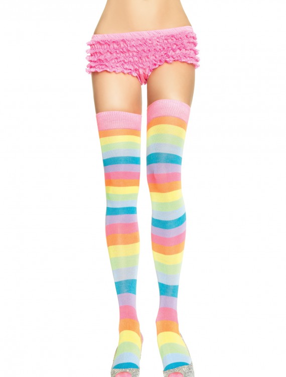 Neon Rainbow Thigh High Stockings buy now