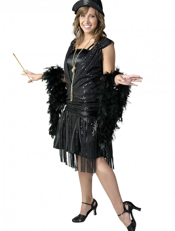 Plus Size Black Jazz Flapper Costume buy now