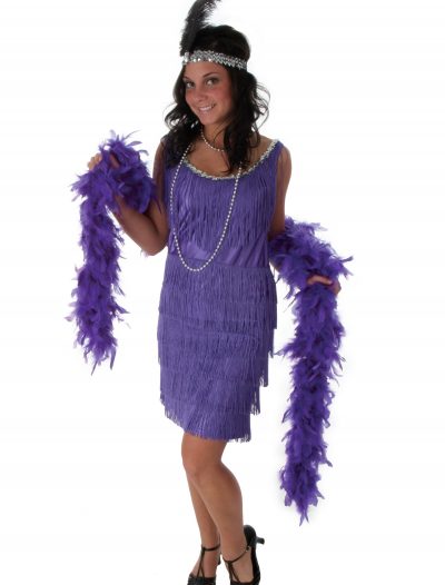 Plus Size Purple Fringe Flapper Dress buy now