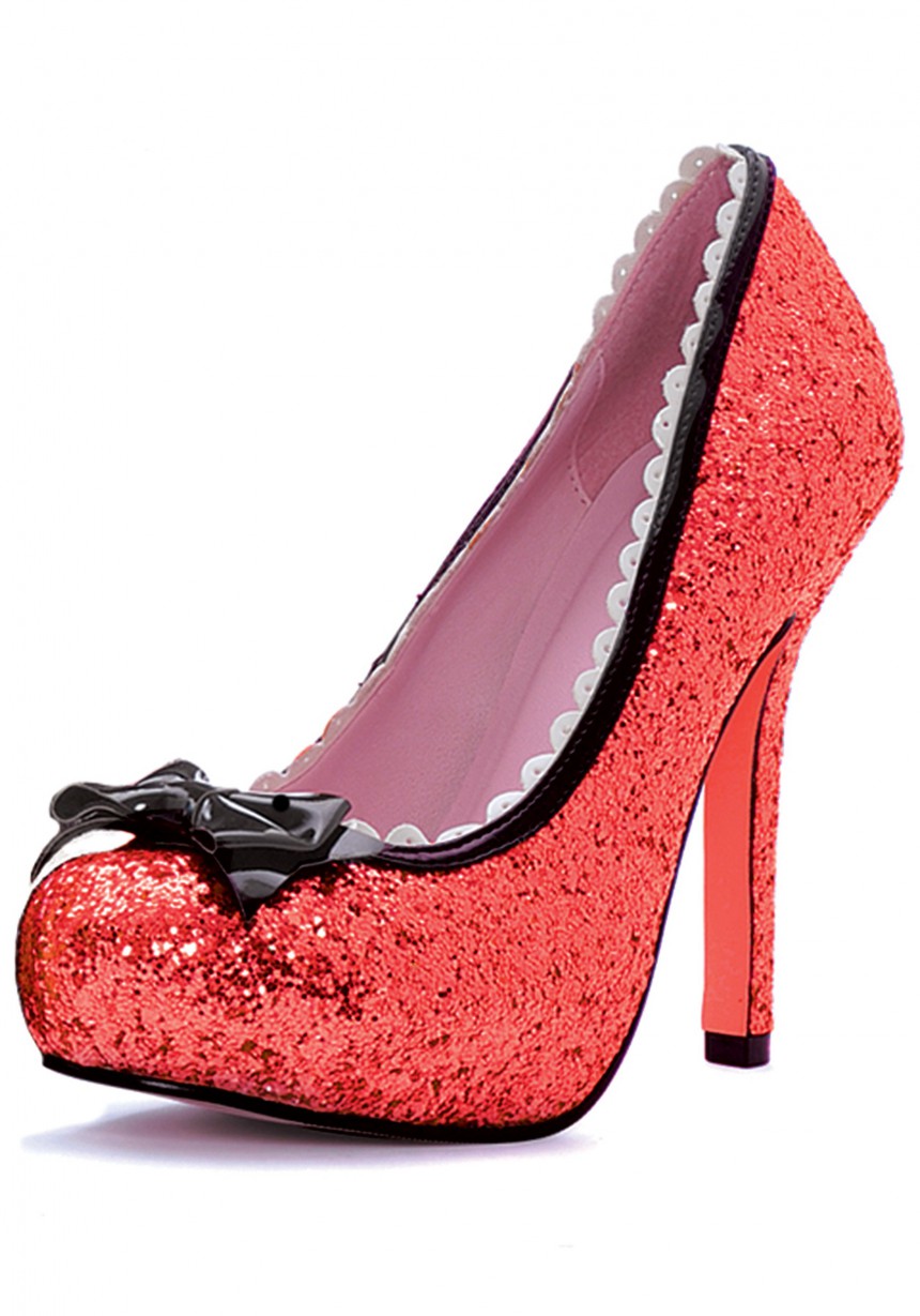 red glitter high heels