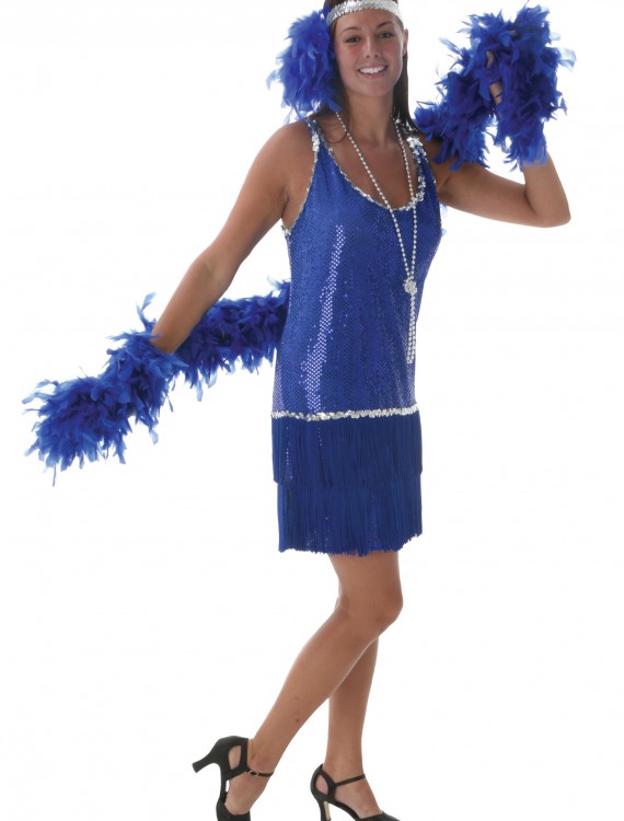 Royal Blue Sequin & Fringe Flapper Dress buy now