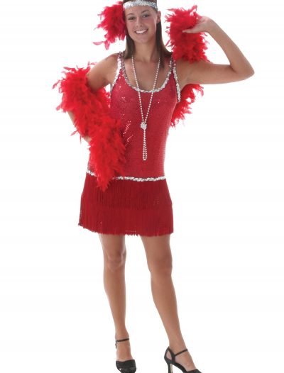 Sequin and Fringe Red Plus Size Flapper buy now