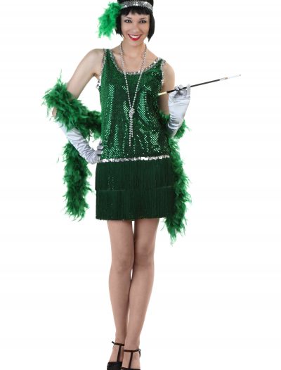 Sequin & Fringe Green Flapper Costume buy now