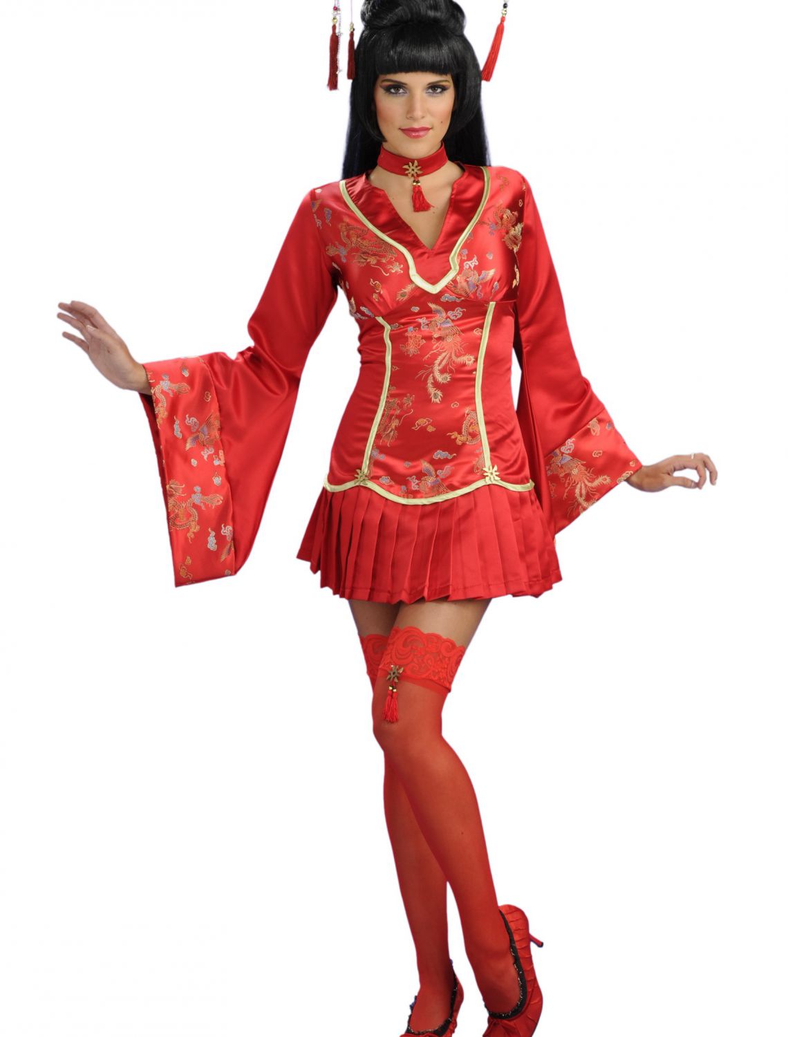 Sexy Red Ginger Geisha Costume Halloween Costumes 8420