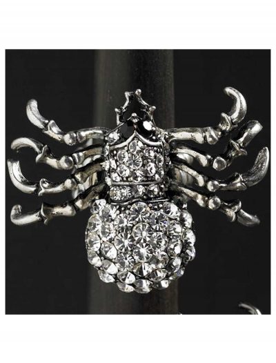 Silver and Crystal Spider Stretch Ring buy now