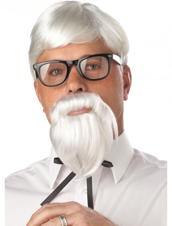White Colonel Wig and Moustache buy now