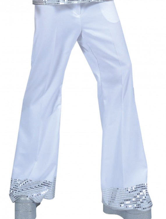White Sequin Cuff Disco Pants buy now