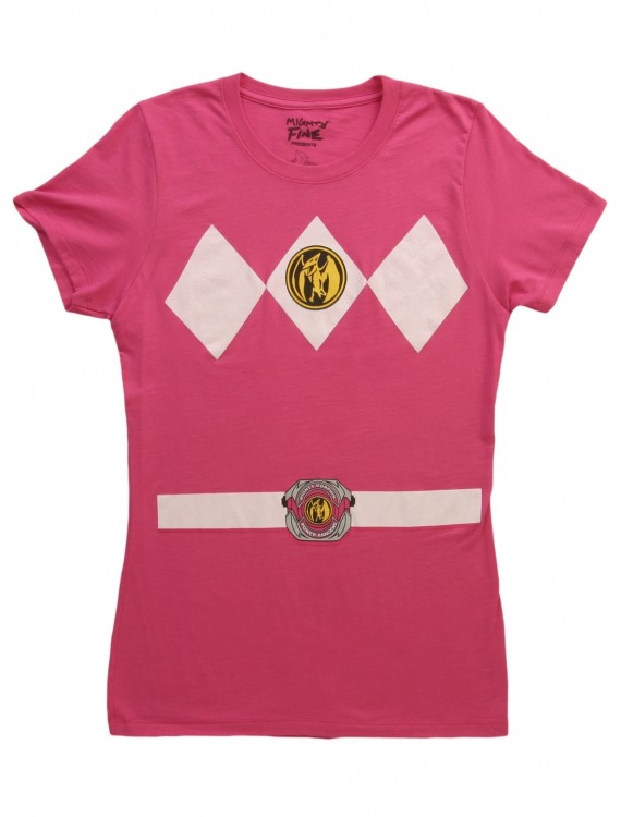 Womens Pink Power Ranger Costume T-Shirt buy now