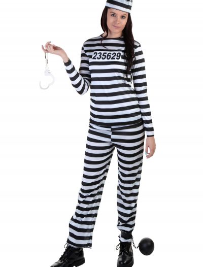 Women's Striped Prisoner Costume buy now