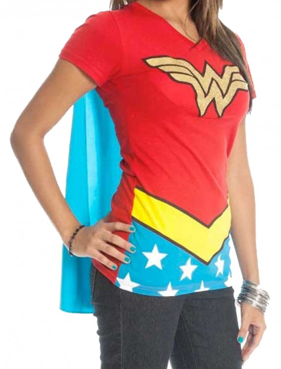 Womens Wonder Woman V-Neck Cape T-Shirt buy now