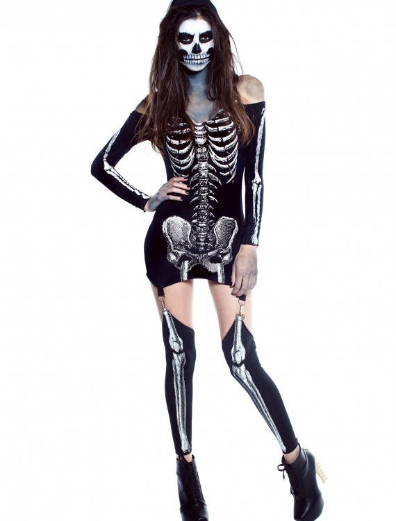 Womens X-Rayed Skeleton Dress Costume buy now